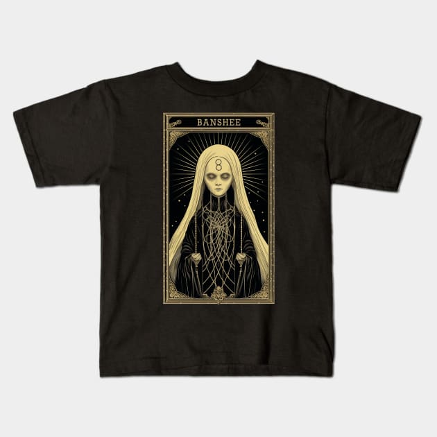 Banshee Tarot Card Vintage Artwork Kids T-Shirt by origato